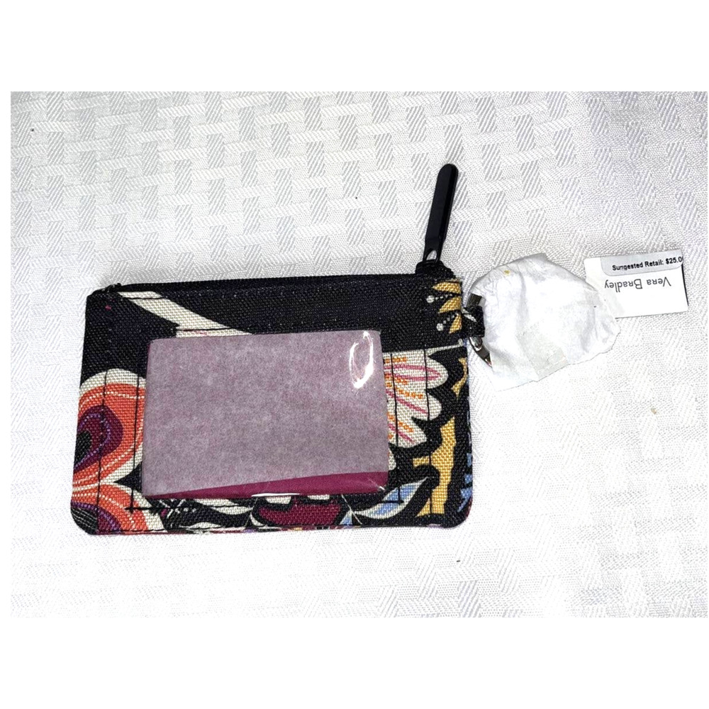 Vera Bradley Lighten Up Zip ID Case Coin Purse Wallet KeyRing Kauai Floral NWT